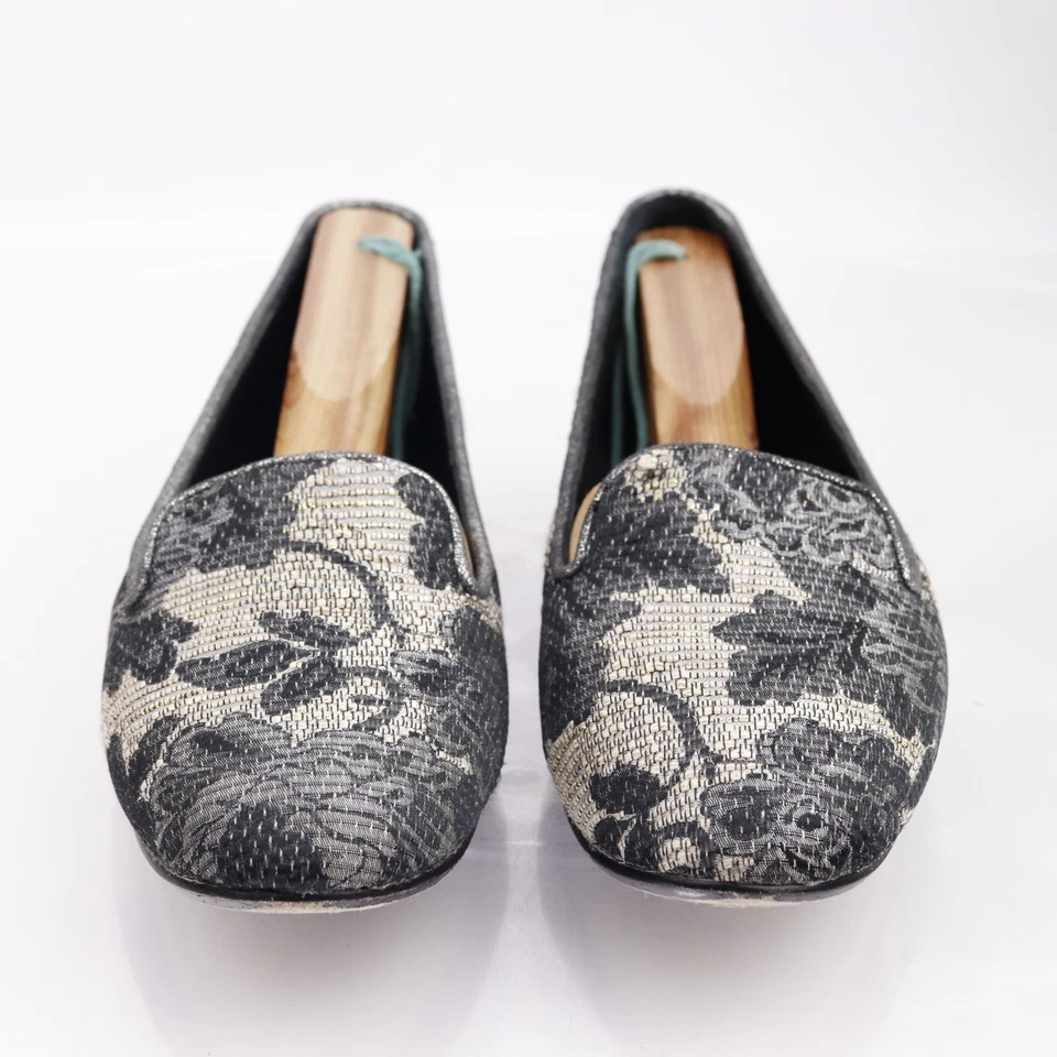 Mocasín para mujer Donald Pliner Dendasp talla 8 gris plata tapiz floral plano Foto 3 de 4