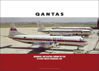 Qantas Electra 707-138 Art Print - Mascot Aerodrome 1960 - Multi Sizes LB