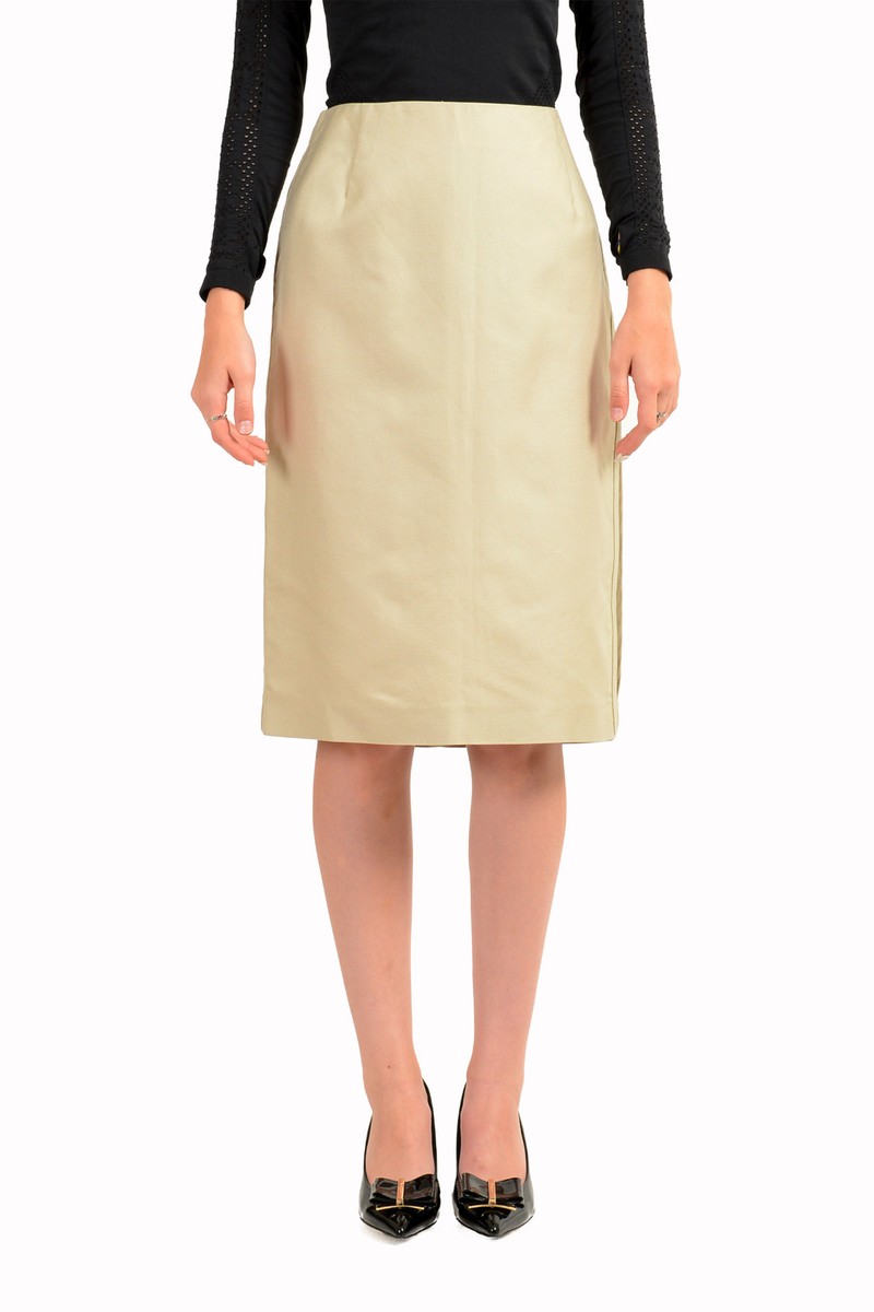 【関税＆送料込み】Maison Margiela Pencil Skirt Clothing Maison Margiela Women's Stone Beige Silk Straight Pencil