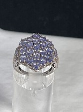 Tanzanite 2.97ctw, White Topaz .24ctw 18k Yg Plated Sterling Silver Ring