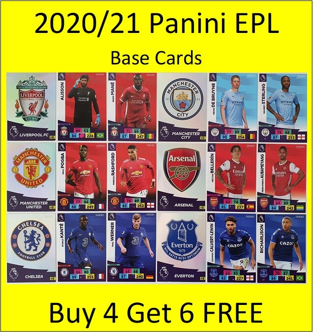 2020/21 Panini Adrenalyn EPL Cards - Base Cards #199-369 - Buy 4 Get 6 FREE