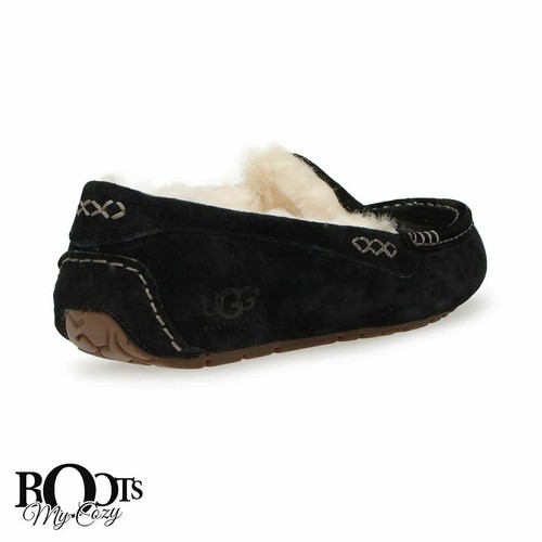 UGG ANSLEY WIDE BLACK SUEDE SLIP ON SLIPPERS WOMEN'S SHOES SIZE US 7/UK 5 NEW - Picture 3 of 6