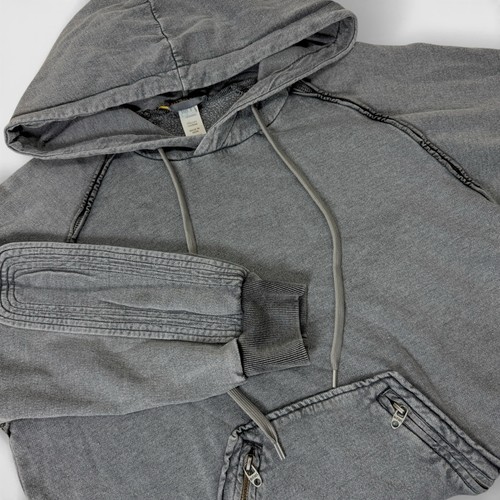 Y2k Diesel Hoodie Men Small Gray Gorpcore Street Emo Skater Vtg Punk Dark Vamp