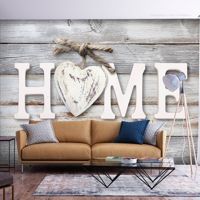 Holzoptik Home Love Abstrakt VLIES FOTOTAPETE 3D WOHNZIMMER TAPETE WANDBILD XXL