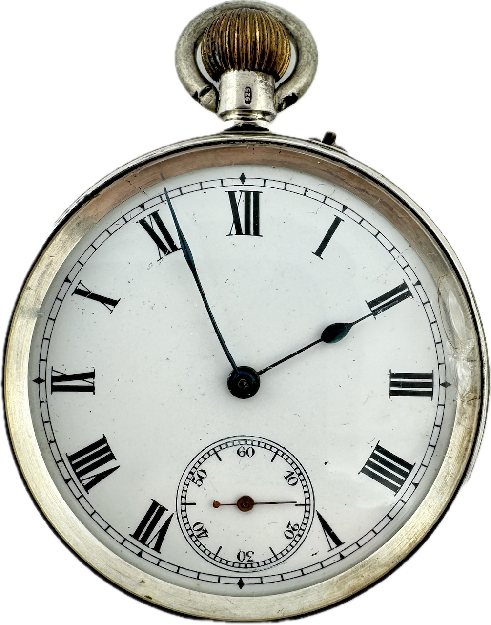 Antique 49.5mm Pin Set Mechanical Pocket Watch Sterling Silver for Parts