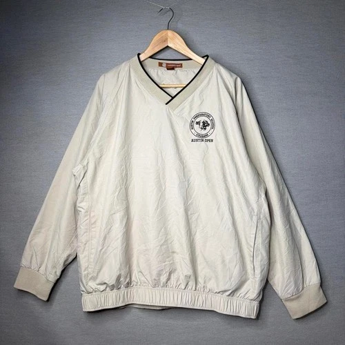 Harriton Windbreaker Pullover Austin Open Golf V-Neck Cream Large - product listing photo