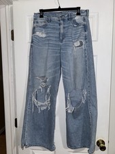 american eagle super high-rise baggy wide leg jeans - size 8 short