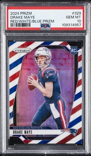 2024 PANINI PRIZM RED/WHITE/BLUE PRIZM #329 DRAKE MAYE ROOKIE RC PSA 10