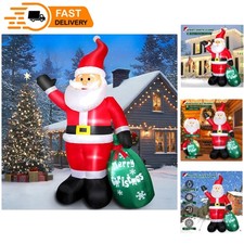 7 FT Inflatable Santa Claus with LED Lights  Green Gift Bag   Perfect Christ...