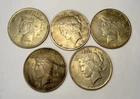 Lot of 5 1922 Peace Silver Dollar - 90% Silver