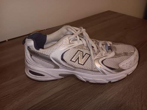New Balance 550 Men's White Silver Navy Mesh Running Shoes Lace-Up Size 8.5