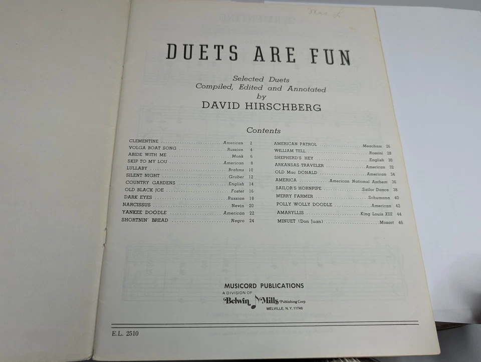 Duets Are Fun Book One Piano Sheet Music Book David Hirschberg Musicord F2 - Image 2 of 4