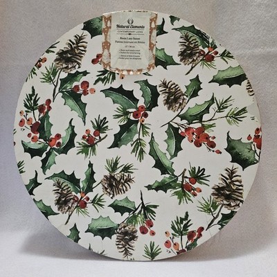 Natural Elements Acacia Wood Lazy Susan. Resin Top.  Christmas. 15 Inches. READ