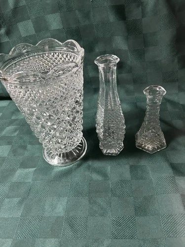 Vintage Wexford Anchor Hocking 1 Large ￼10” Vase Plus 2 Smaller 9” And 6”