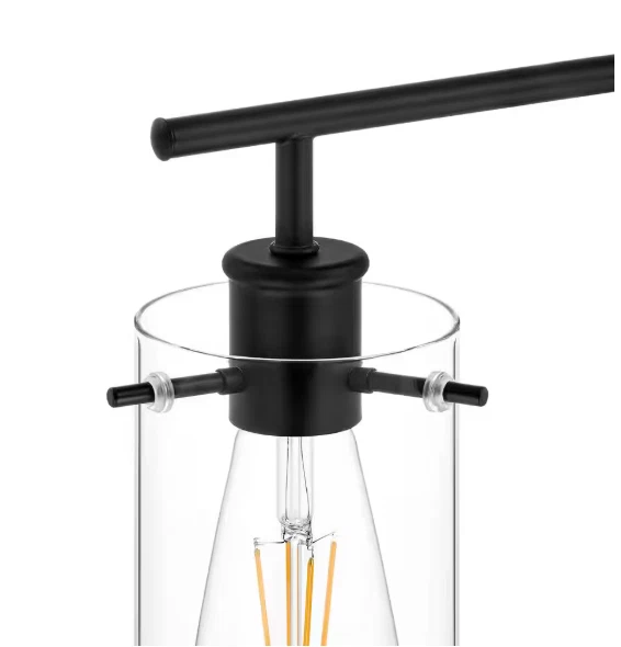 Lámpara de pie Hampton Bay Regan 63 pulgadas negra mate con pantallas de vidrio transparente Foto 4 de 4