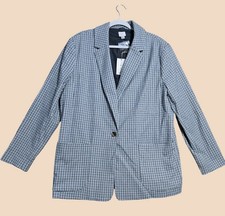 A New Day Blazer Women  s Size XXL Blue White Check Plaid One Button NEW