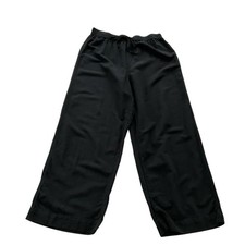 Gap Body Wide Leg Pant Sz L Black Drawstring Loungewear Pull On Comfort Casual