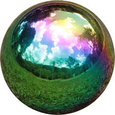 Rainbow Gazing Globe Mirror Ball 3" Stainless Steel Garden Outdoor Decor