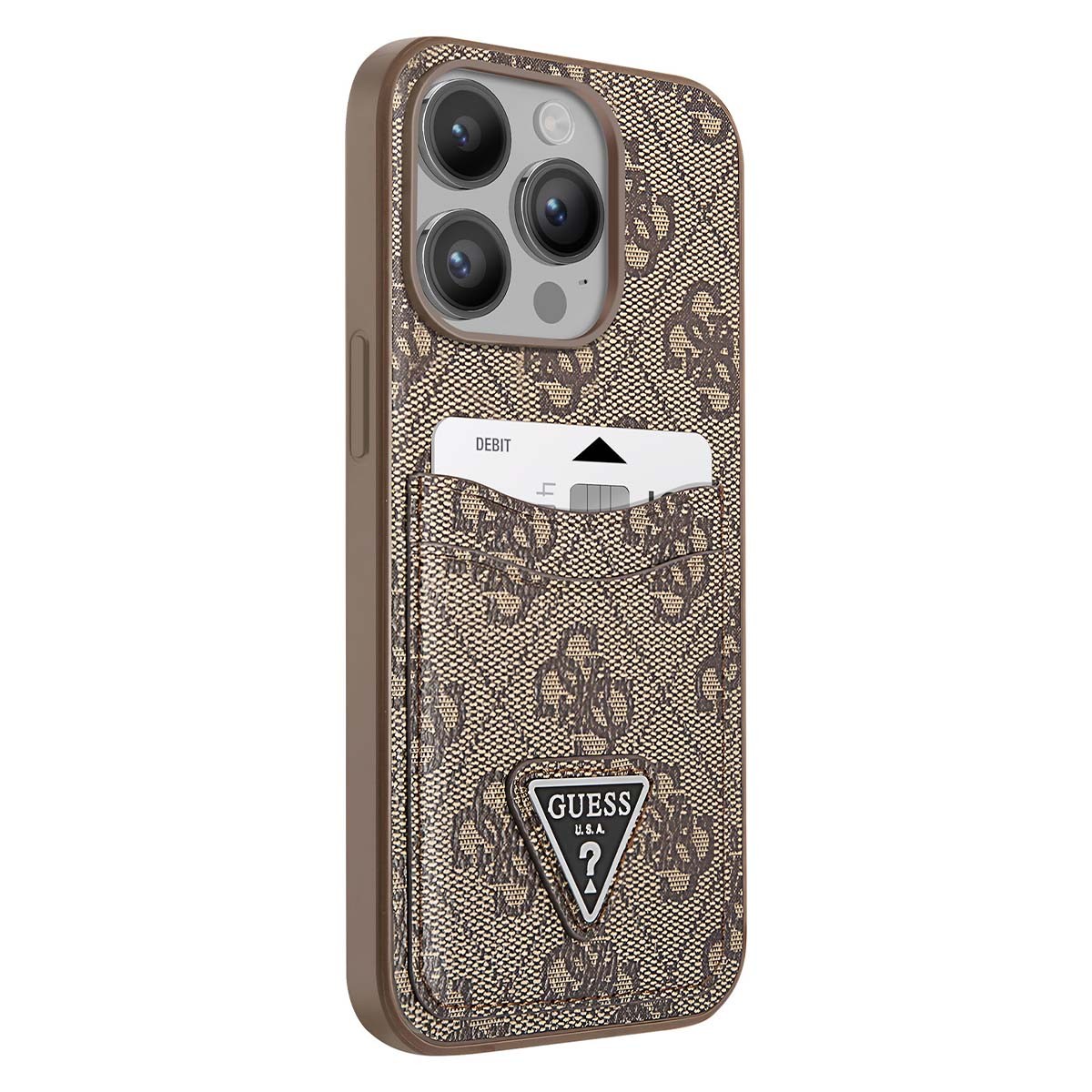Coque luxe Guess 4G pour iPhone 14 Pro Max marron et chic