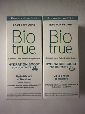 (2) Biotrue Hydration Boost Rehydration Contact Lens Drops 0.33 fl oz Exp 12/26+