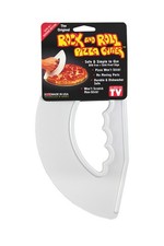 Rockn Roll Pizza Cutter, Plastic, Non-Stick, Rocking, 9 inch, Made in USA, White