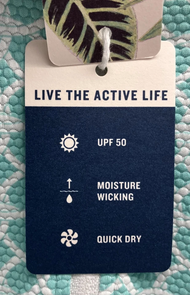 Tommy Bahama Active Pullover Womens Medium Aqua White PatternQuarter Zip UPF 50 - Image 4 of 4