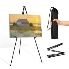 Folding Display Easel Stand, 63" Tall Floor Poster Easel, Adjustable Telescop...