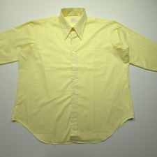 VTG Arrow Men Dress Shirt 18 34/35 Yellow Kent 70s Dacron Blend Big Collar Retro
