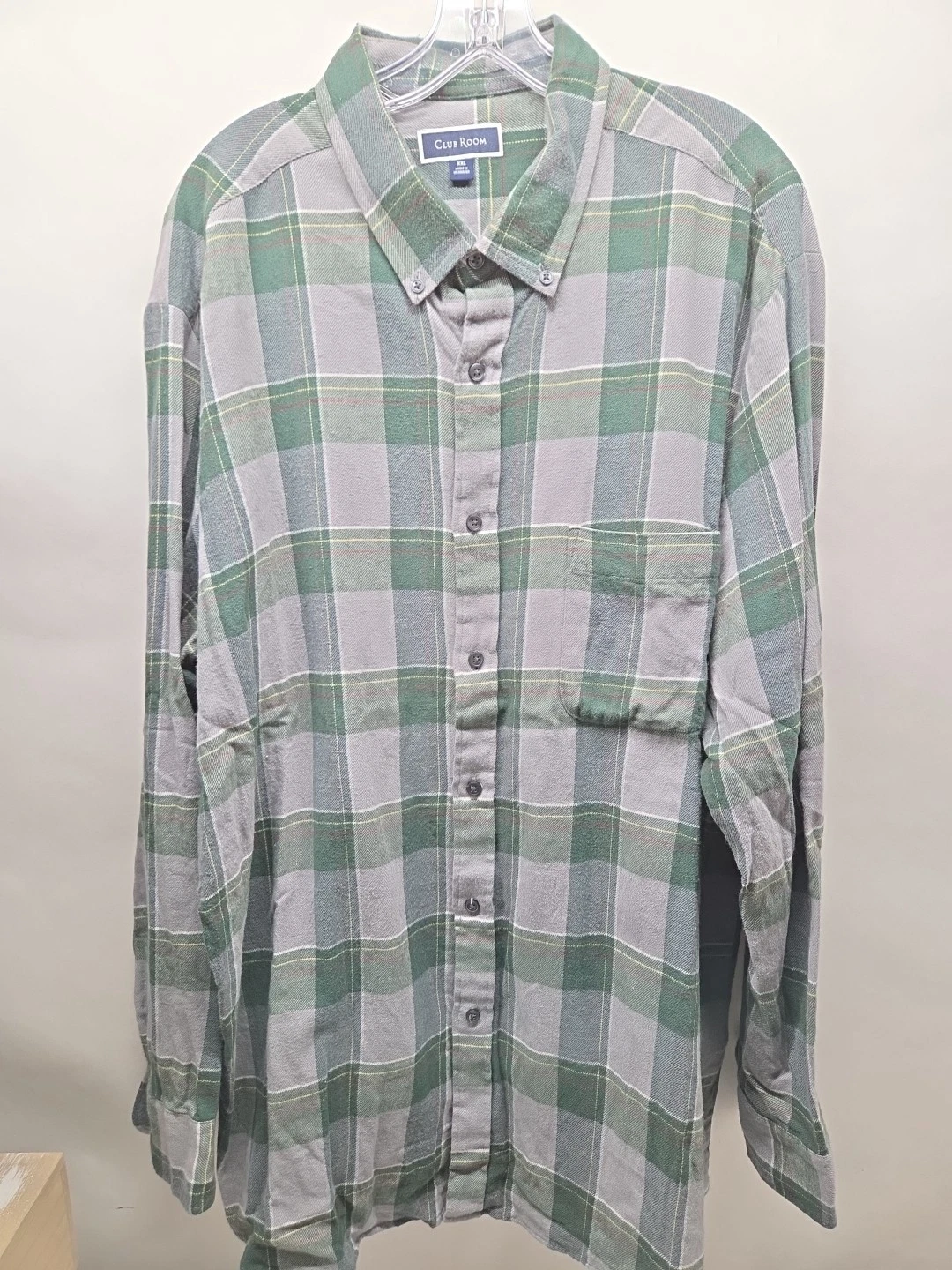 CLUB ROOM Flannel Shirt Men XXL Green Plaid Outdoor