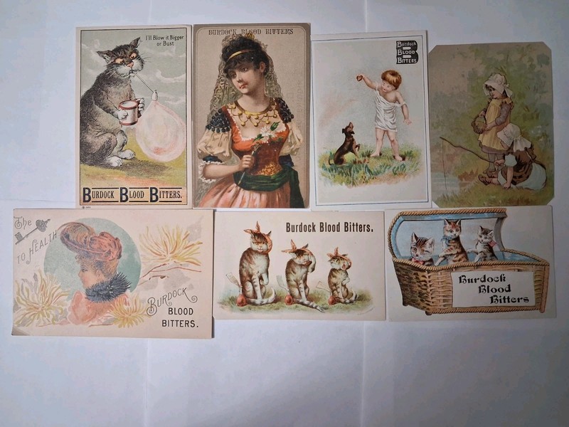 7 Victorian Trade Cards For Burdock Blood Bitters Quack Medical
