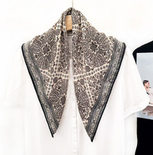 Sciarpa bandana scialle fazzoletto da collo stampa totem cerchio 70% cashmere 30% seta 26'' 