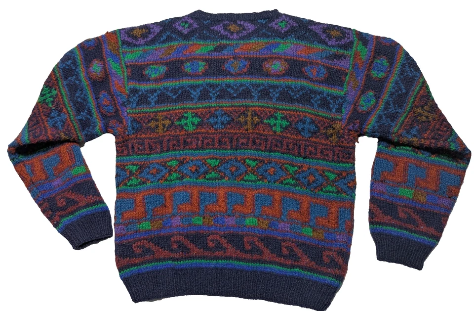 VTG PERRY ELLIS Shetland Wool Hand Knitted Sweater - Men Medium - Image 2 of 4