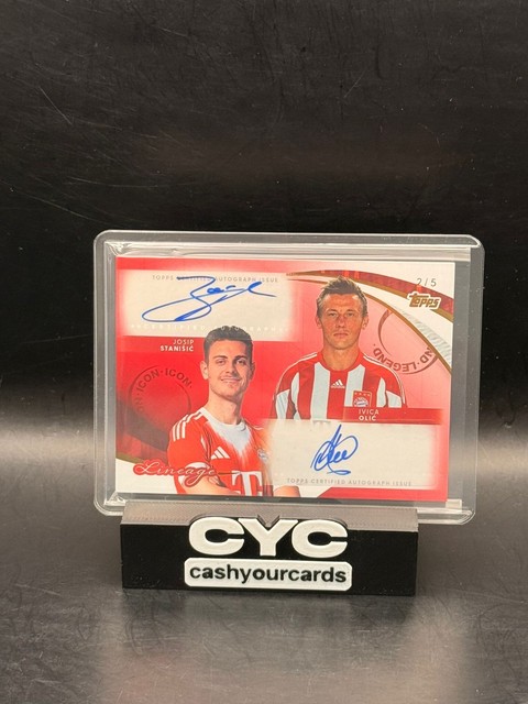 Ivica Olic Josip Stanisic Dual Auto Red /5 2025-26 Topps FC Bayern Lineage