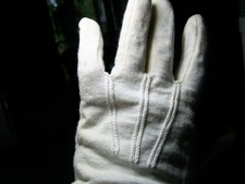 White Gloves Sz Sm., Non-Slip grip, 100% Cotton snap back embroidery on front