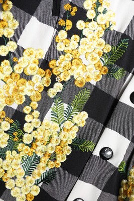 DOLCE & GABBANA メリシェン カットアウト ティテル ハンフス DOLCE & GABBANA Jacket Black White Check Floral Button Down