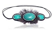 KC Republic Turquoise Stone, Rhinestone, and Rhinestone Headband with Look Sheet