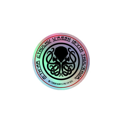 ''Cthulhu Head Eels'' Holographic sticker Hovercraft Lovecraft Python Funny