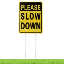 Double Sided Aluminum Please Slow Down Sign Reflective Metal Sign With Stakes Si