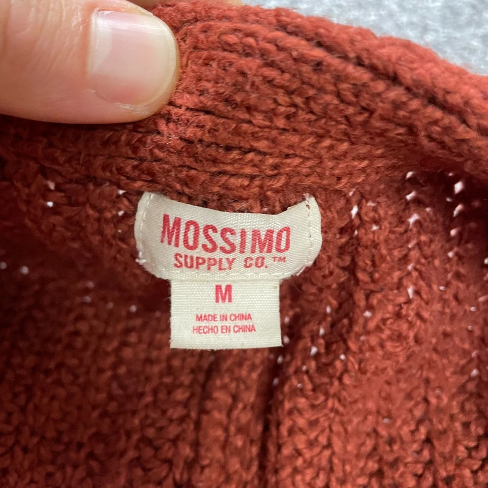 Cárdigan Mossimo Abierto Suéter Mujer Medio Óxido Naranja Grueso Tejido Acrílico Foto 3 de 4