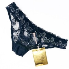 BNWT Agent Provocateur Soirée Black Silver Xiah Lace Brief AP 2 $490 Swarovski