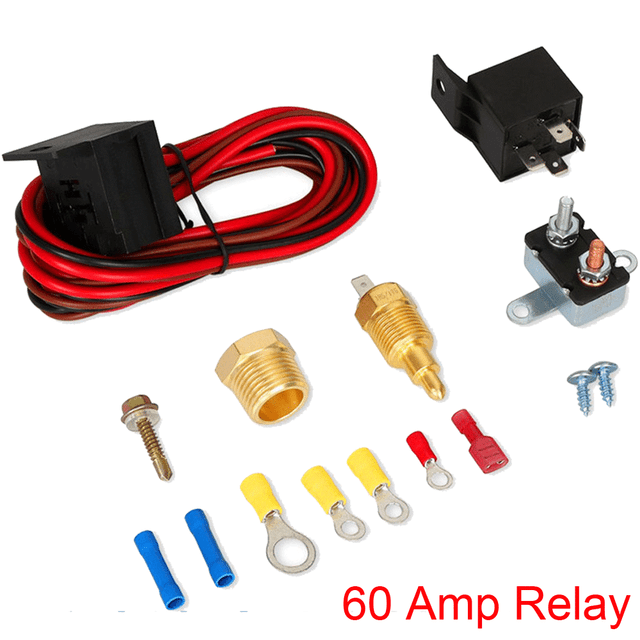 Complete Electric Fan Install Kit Wire 185° Thermostat Circuit Breaker