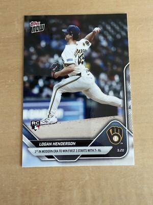 2025 MLB Topps NOW 199 LOGAN HENDERSON MILWAUKEE BREWERS ROOKIE IN HAND
