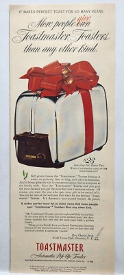 1952 Toastmaster Toaster MCM Original Print Ad Life Magazine 50's