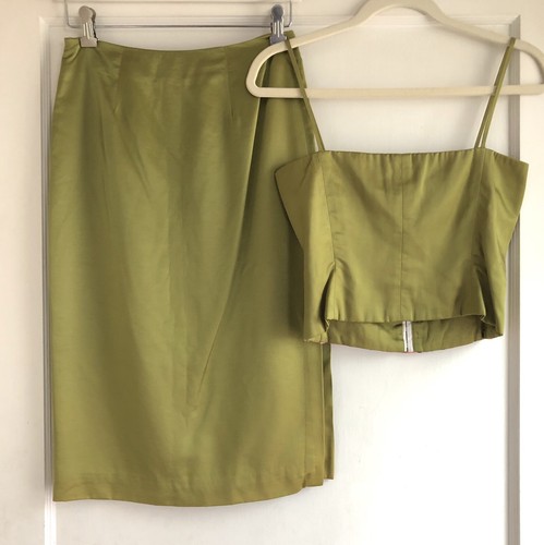 Tocca Floral Embroidered Mustard Yellow Green Skirt Top 2Pc Set Size 2 - Picture 8 of 9