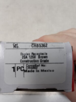 P&S Brown Construction Duplex Outlet Receptacle NEMA 5-20R 20A 125V CRB5362