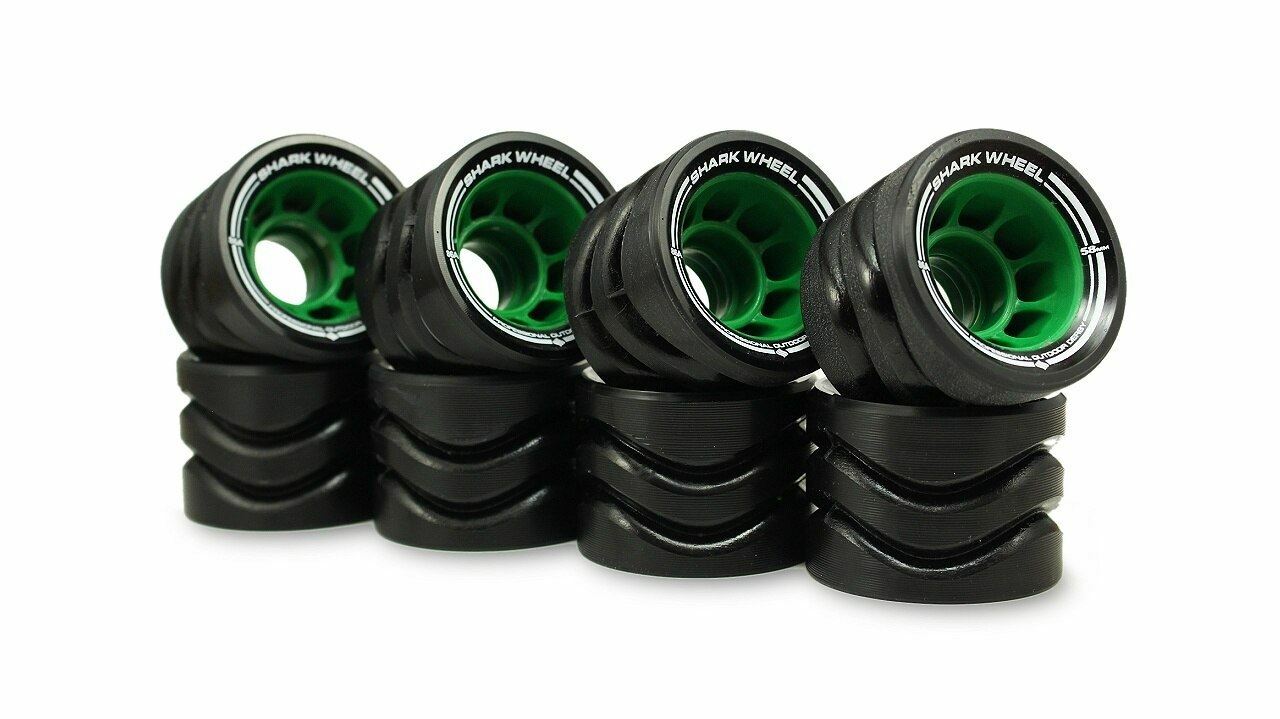 Shark Wheel 58MM, 86a Hybrid Quad Skate Wheels Black with Green Hub eBay
