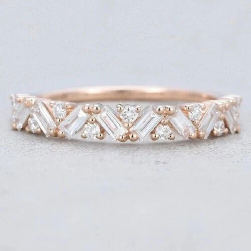 3.20 Ct Baguette Cut White Diamond Lab-Created Engagement Ring 14K Rose Gold FN