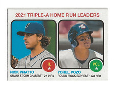 NICK PRATTO YOHEL POZO 2022 Topps Heritage Minor Base Card AAA HR Leaders (#61)