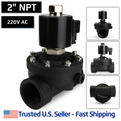 2'' NPT 220V AC NORMALLY OPEN Plastic Zero Differential Electric Solenoid Valve