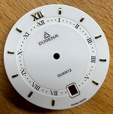 Dugena Quartz Wrist Watch Dial Disc Part 29mm -White Dial- Swiss Made - #D155